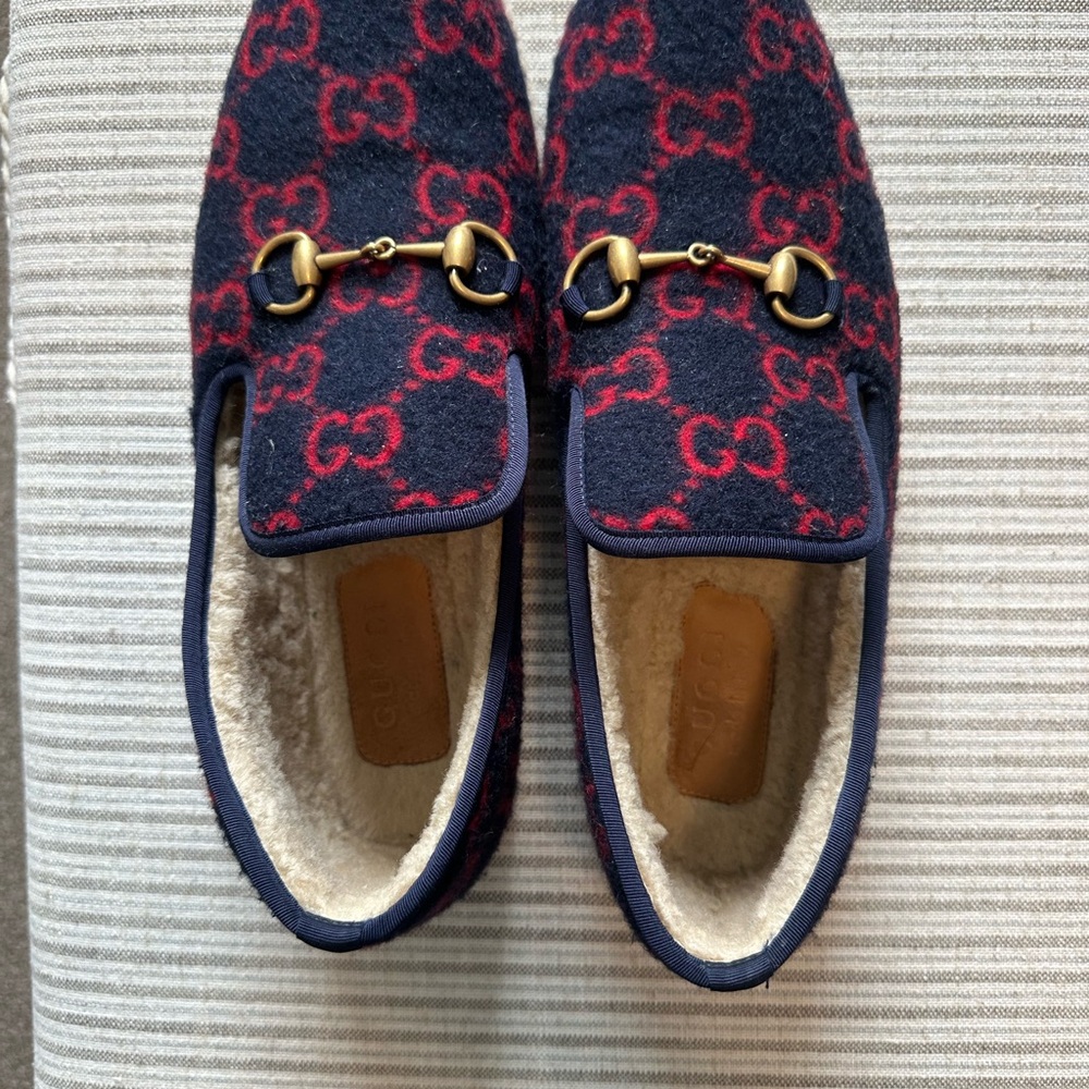 Gucci GG Logo Wool Loafers